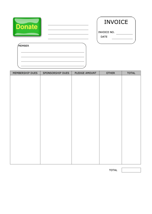 Donation Invoice Template Printable pdf
