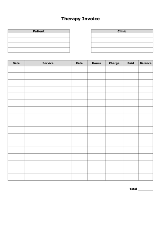 Therapy Invoice Template Printable pdf