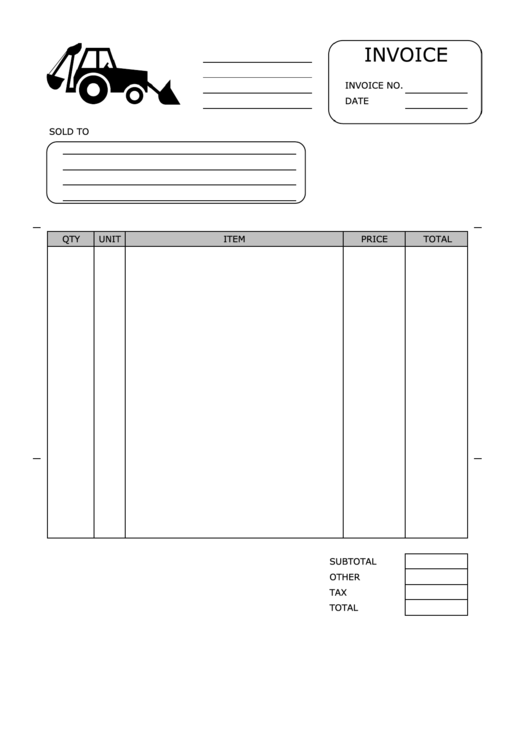 Backhoe Invoice Template Printable pdf