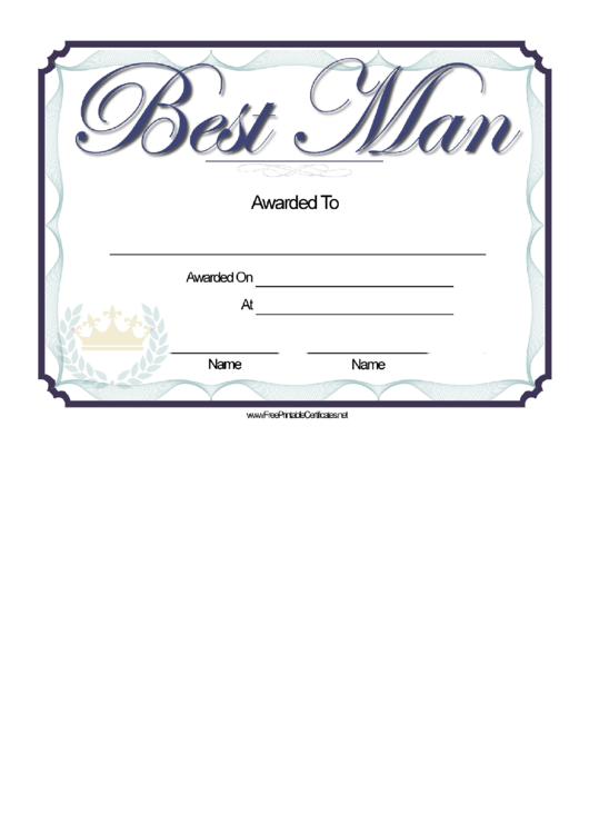 Best Man Certificate Template Printable pdf