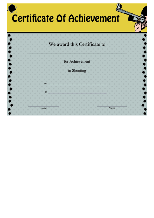 Certificate Of Achievement Template - Shooting Printable pdf