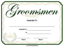 Groomsmen Award Certificate Template