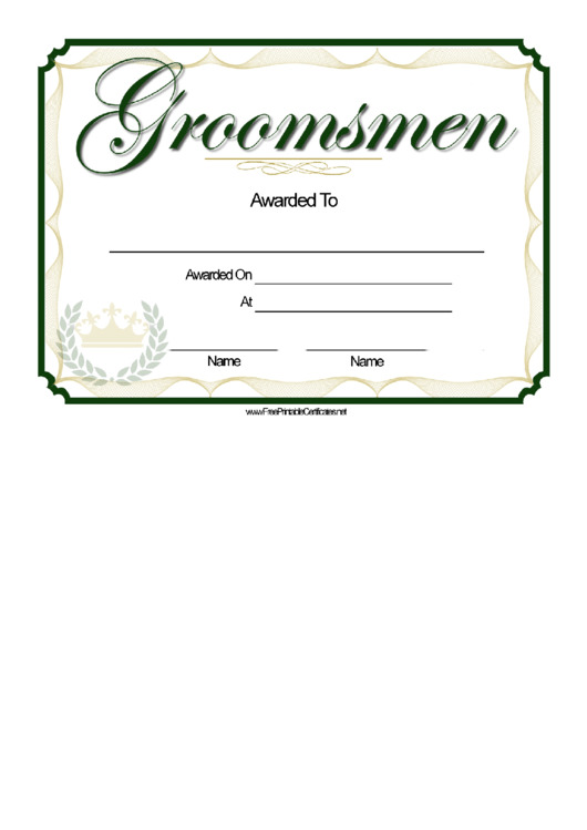 Groomsmen Award Certificate Template Printable pdf