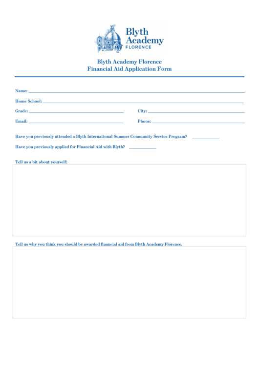 Fillable Financial Aid Application Form Printable pdf