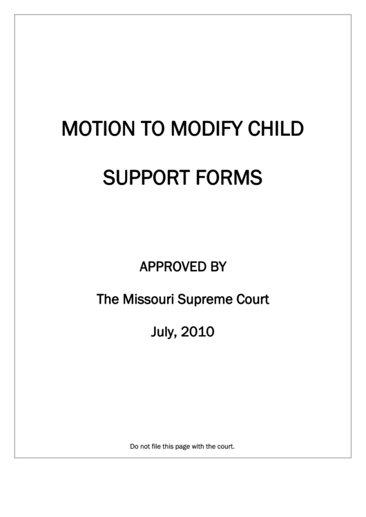 Motion To Modify Child Support Forms Package