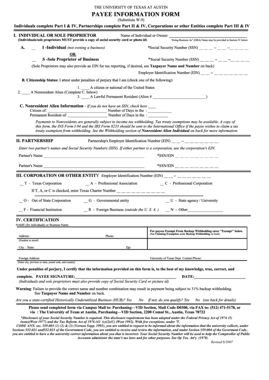 Fillable Payee Information Form Printable pdf