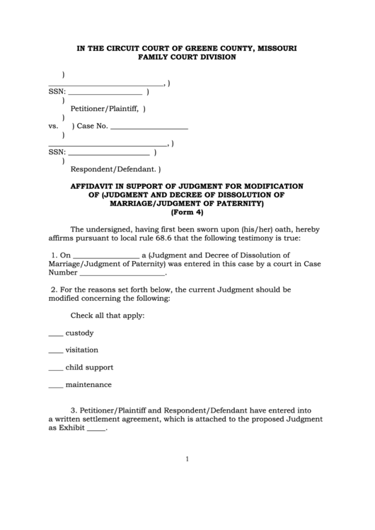 Family Court Division Printable pdf
