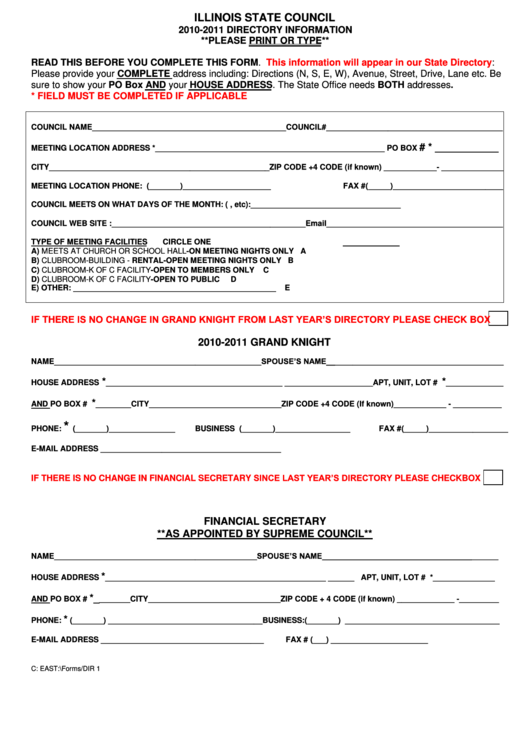 Illinois State Council Form Printable pdf