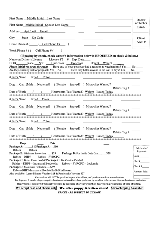 Client Registration Form Printable pdf