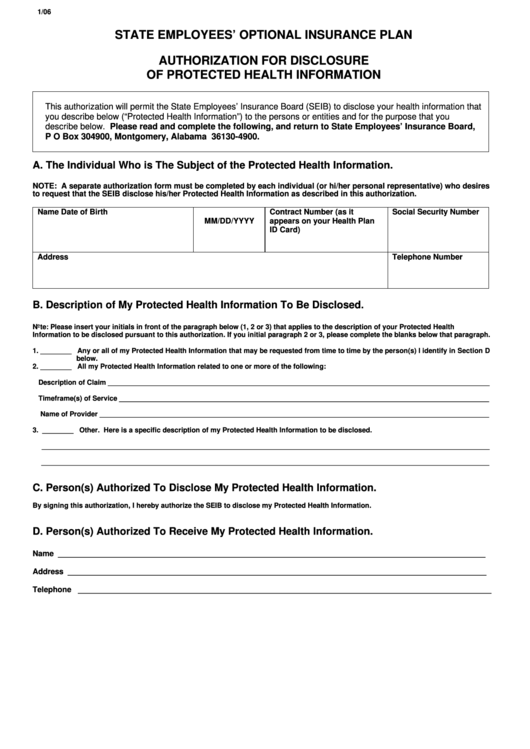State Employees' Optional Insurance Plan Form - 2006