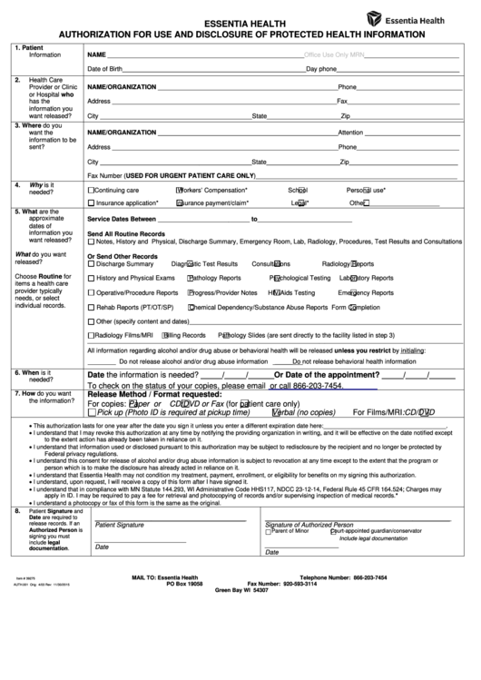 Release Of Medical Information Authorization Form Printable pdf