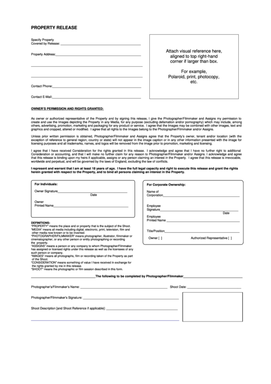 Fillable Property Release Form Printable pdf