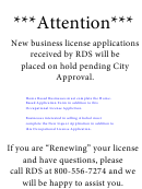 Application For Occupational License - City Of Sulphur, La