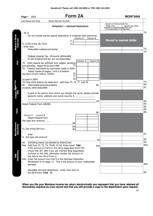 Fillable Form 2a - Fillable 2004 Printable pdf