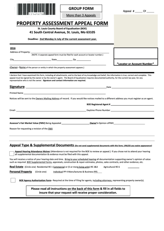 Boe Group Appeal Form