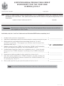 Certified Media Production Credit Worksheet Form For Tax Year - 2009