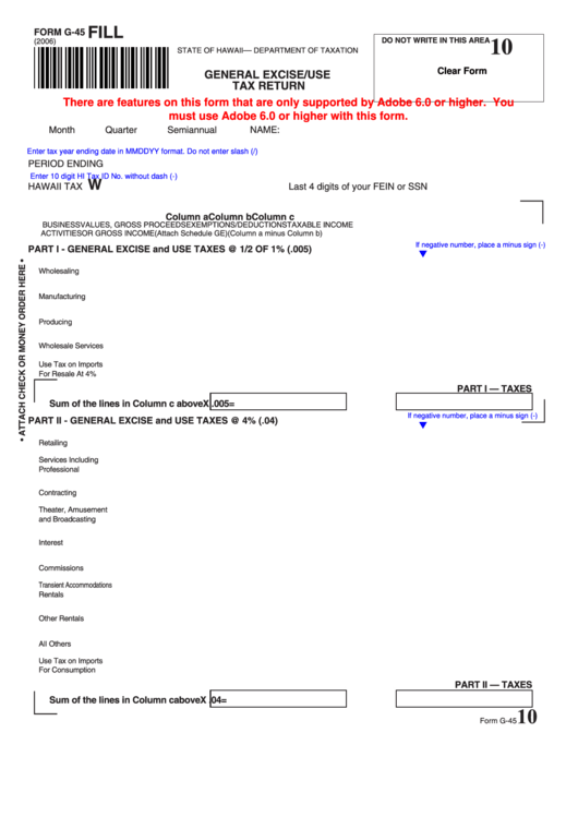 Fillable Form G 45 Fill General Excise And Use Tax Return Printable 