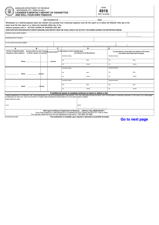Fillable Form 4916 - Licensee