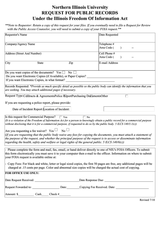 Fillable Foia Request For Public Records Form printable pdf download
