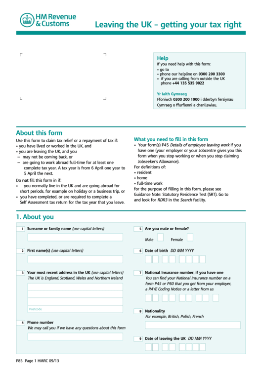 Form P85 - Leaving The Uk - Getting Your Tax Right