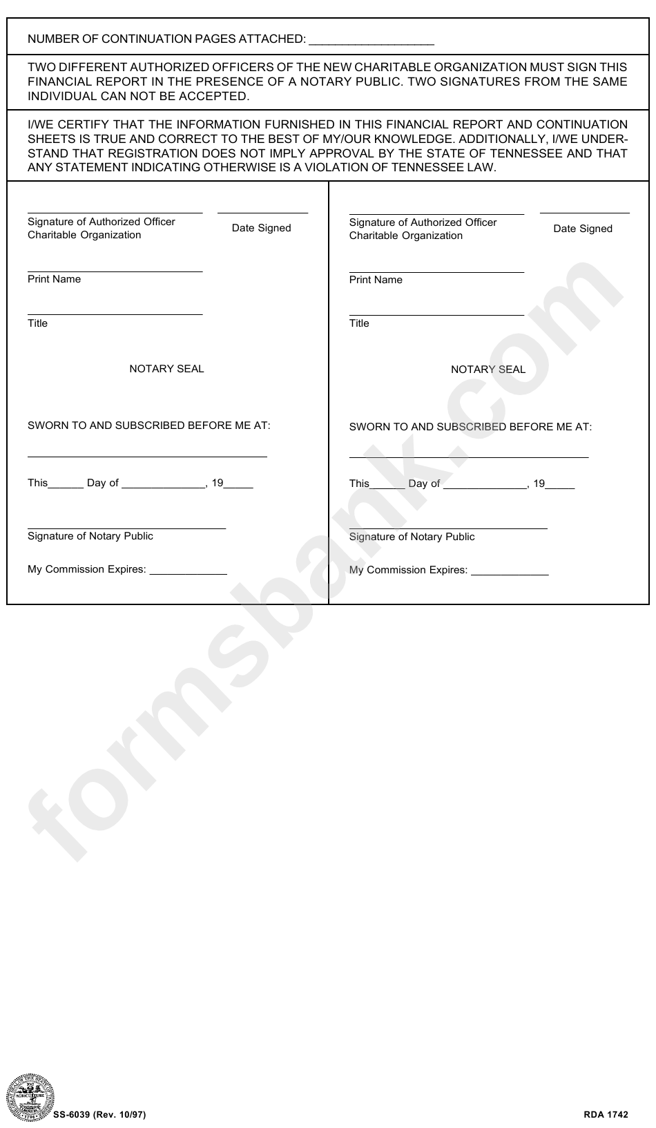Form Ss-6039 - New Charitable Organization Quarterly Financial Report (Unaudited)