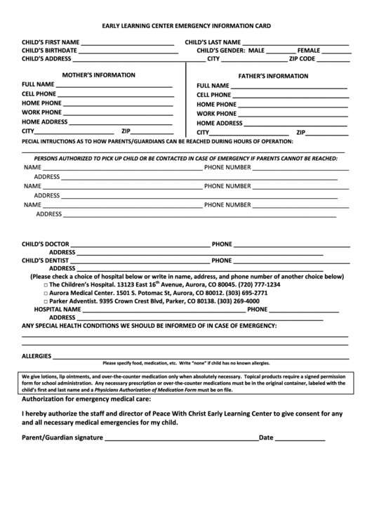 Student Information Card Template