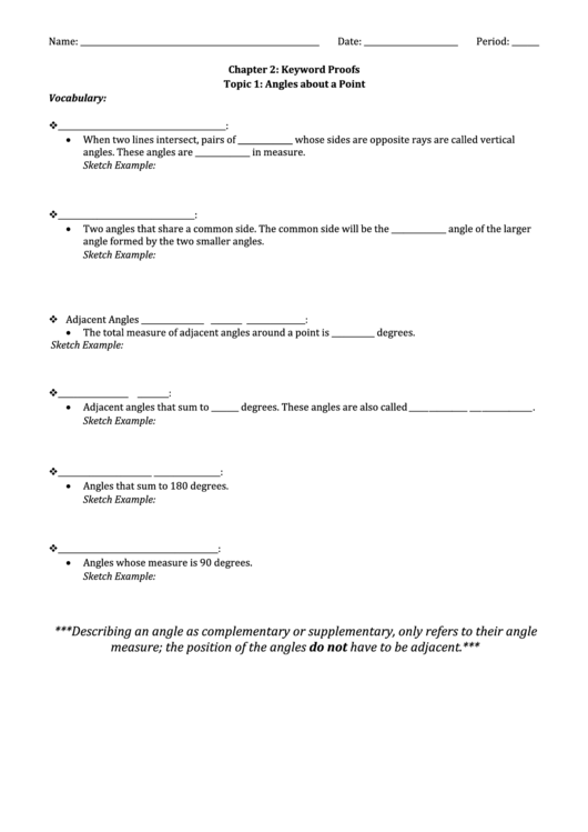 Angles About A Point - Math Worksheet