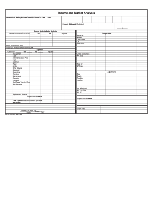 Form Prc-6 - Income And Market Analysis 1999 Printable pdf