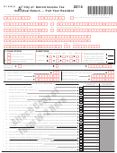 Form D-1040(L) Draft - City Of Detroit Income Tax Individual Return - Part Year Resident - 2014 Printable pdf