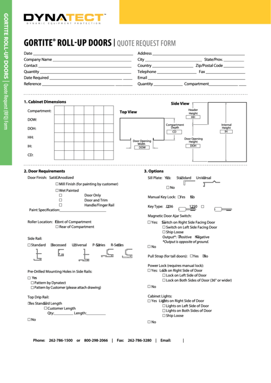 Gortitle Roll-Up Doors-Quote Request Form Printable pdf