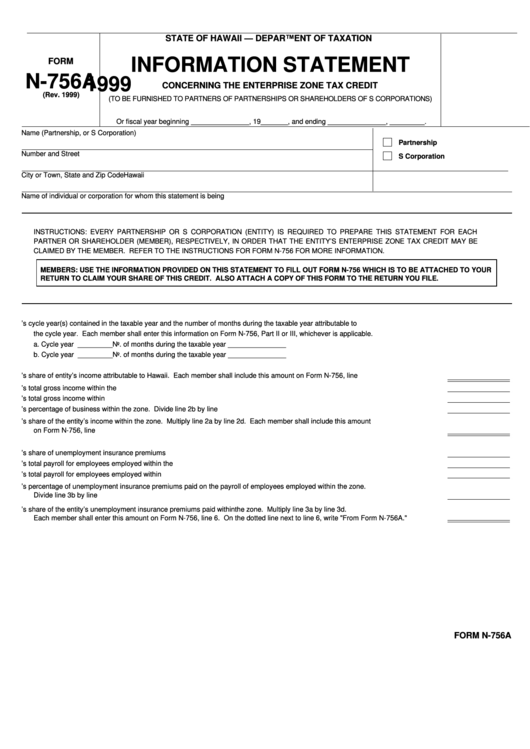 Form N-756a - Information Statement 1999