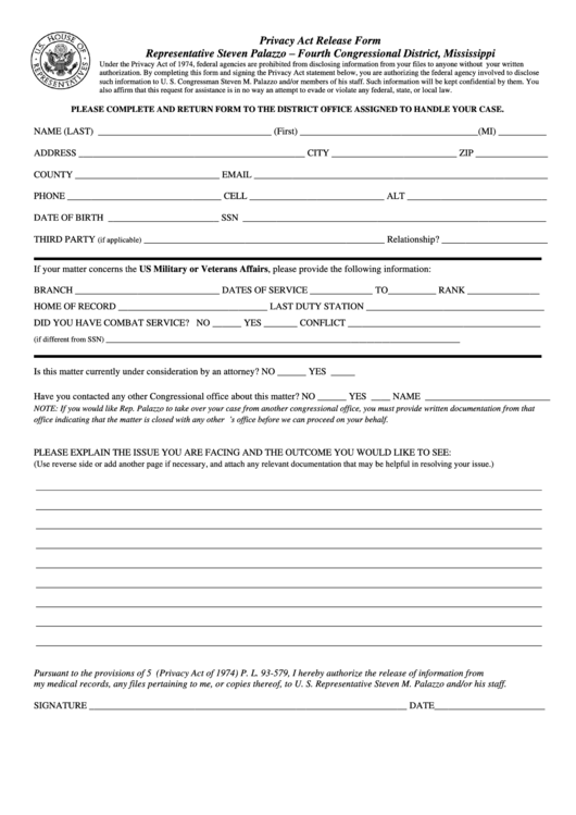 Privacy Act Release Form Printable pdf