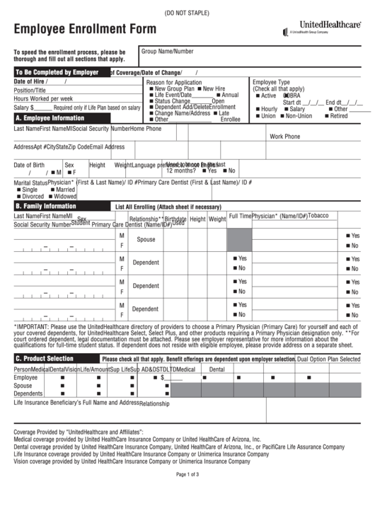 Form Sb.ee.07.az - Employee Enrollment Form - 2007 Printable pdf