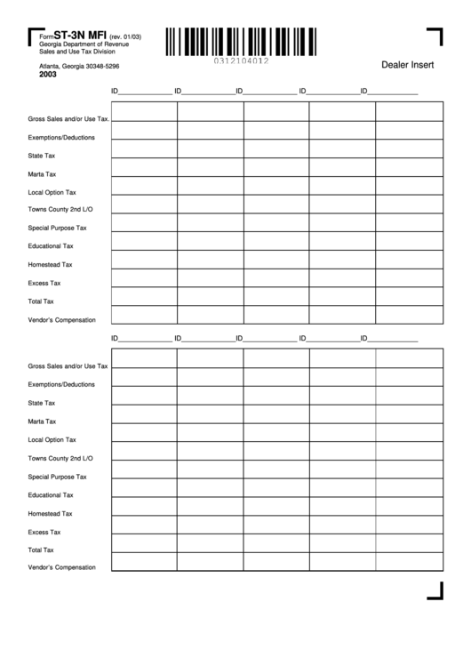Form St-3n Mfi Printable pdf