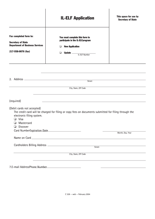 Fillable Il-Elf Application Form printable pdf download