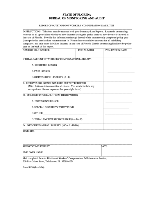 Form Si-20 - Report Of Outstanding Workers