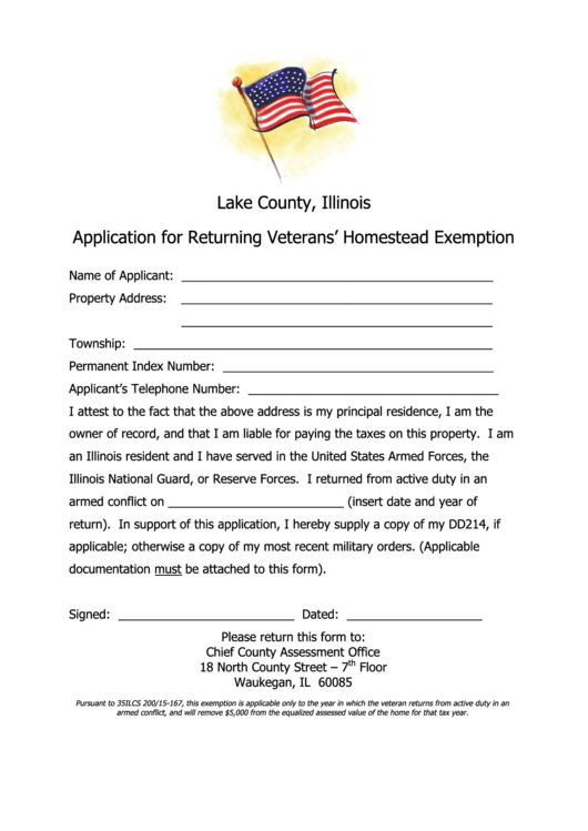 Application For Returning Veterans