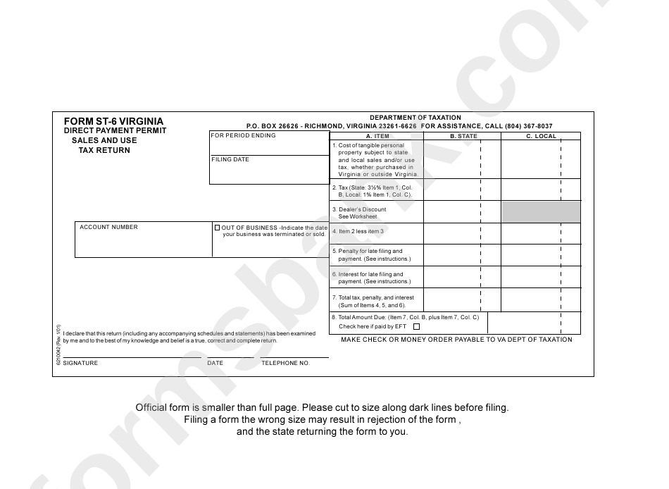 Form St-6 - Sales And Use Tax Return/form St-6b - Schedule Of Local Taxes