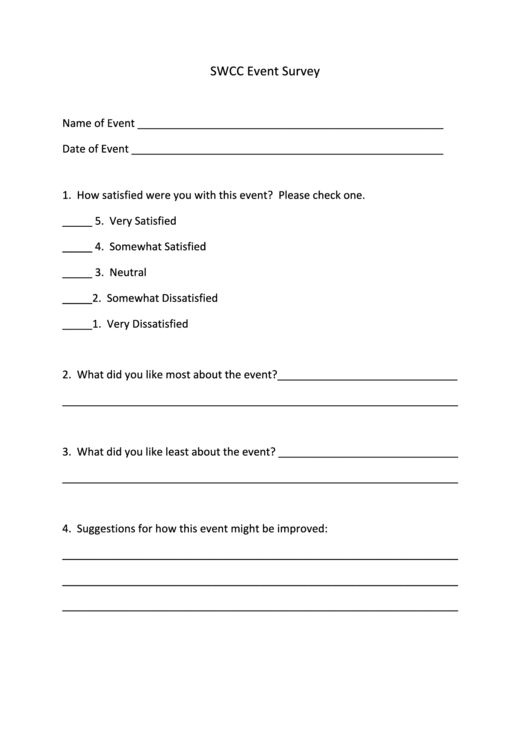 Fillable Event Survey Form Printable pdf