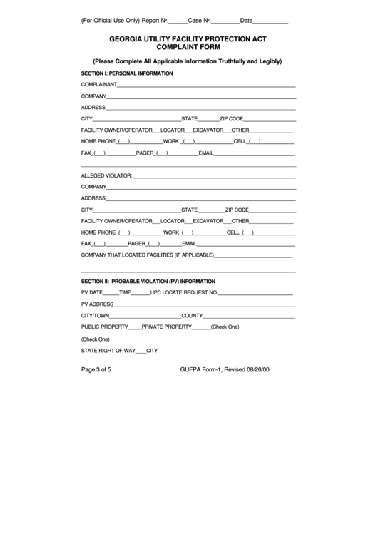 Form-1 - Complaint Form 2000 Printable pdf