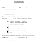 Form Lafm003 - Notice Of Entry Form