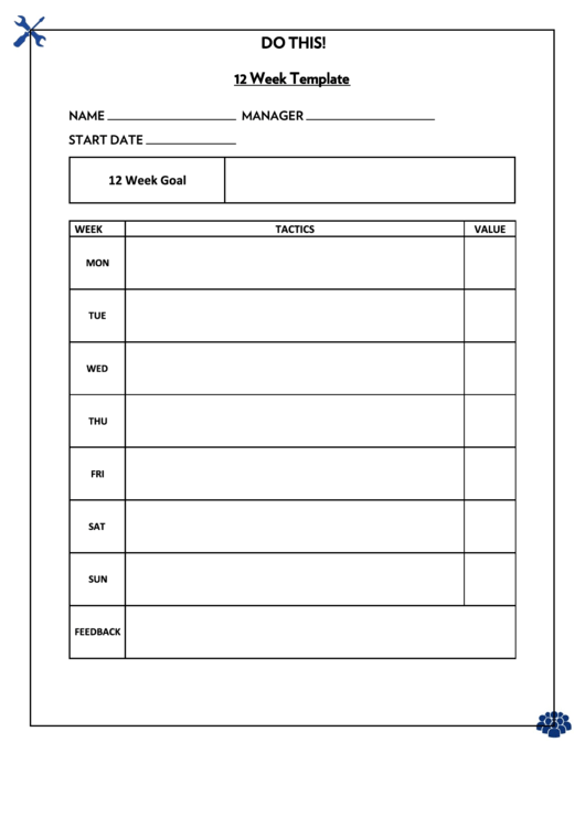 Fillable 12 Week Template Do This! Printable pdf
