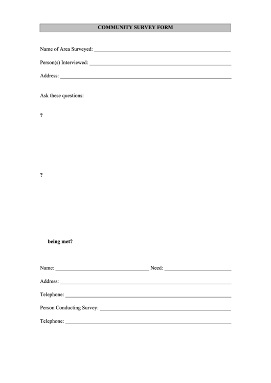 Community Survey Form Printable pdf