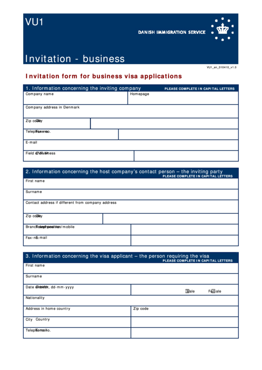 business invitation visa a letter for Applications  Business Form For Visa Vu1 Form  Invitation