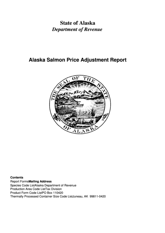 Form 04-560.1 - Alaska Salmon Price Adjustment Report - 2000 Printable pdf