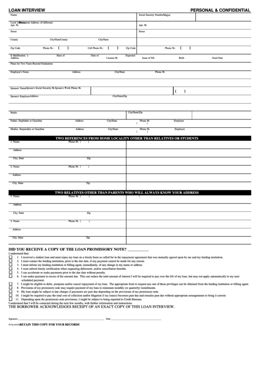 Form 9157p - Loan Interview Printable pdf