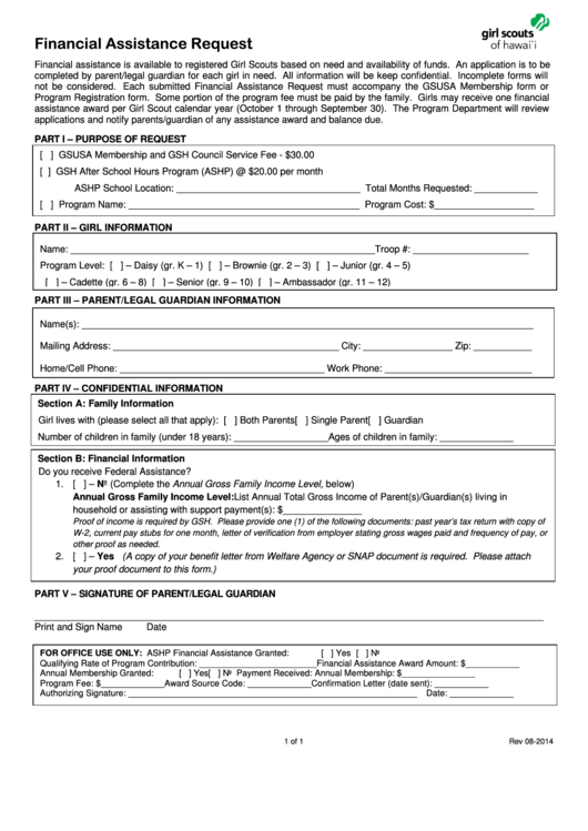 Financial Assistance Request Form