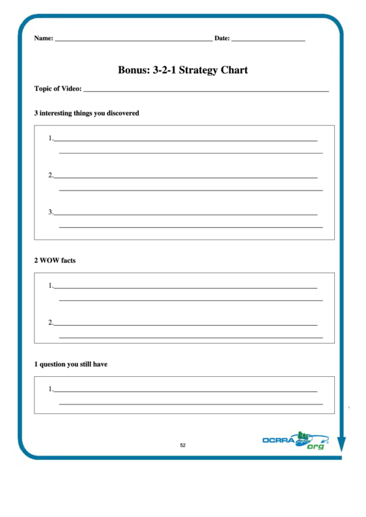 Bonus 3 2 1 Strategy Chart Form Printable Pdf Download