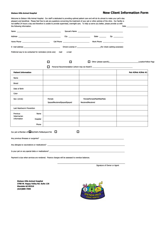 New Client Information Form Printable pdf