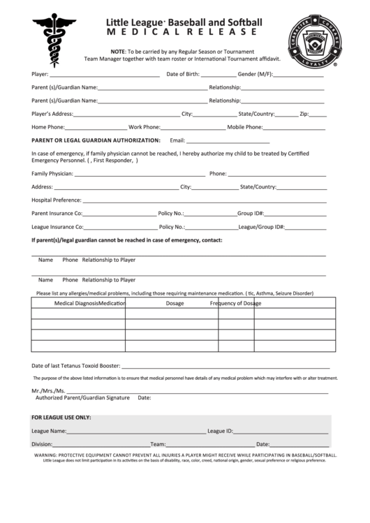 Fillable Medical Release Form Printable pdf